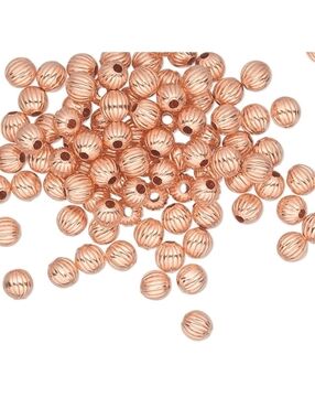 Bulk Solid India Shiny Copper 3mm Corrugated Ribbed Round Spacer Beads 100 pcs